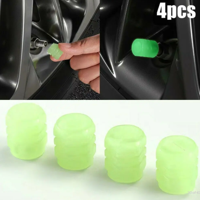 XIRUJNFD Universal Fluorescent Car Tire Valve Caps 4pcs