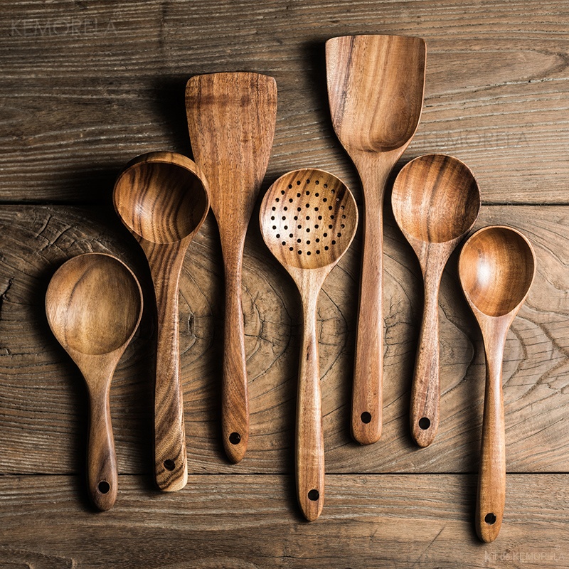 EcoFriendly Teak Wood Kitchen Spoon Set Dropshipping Winning Products
